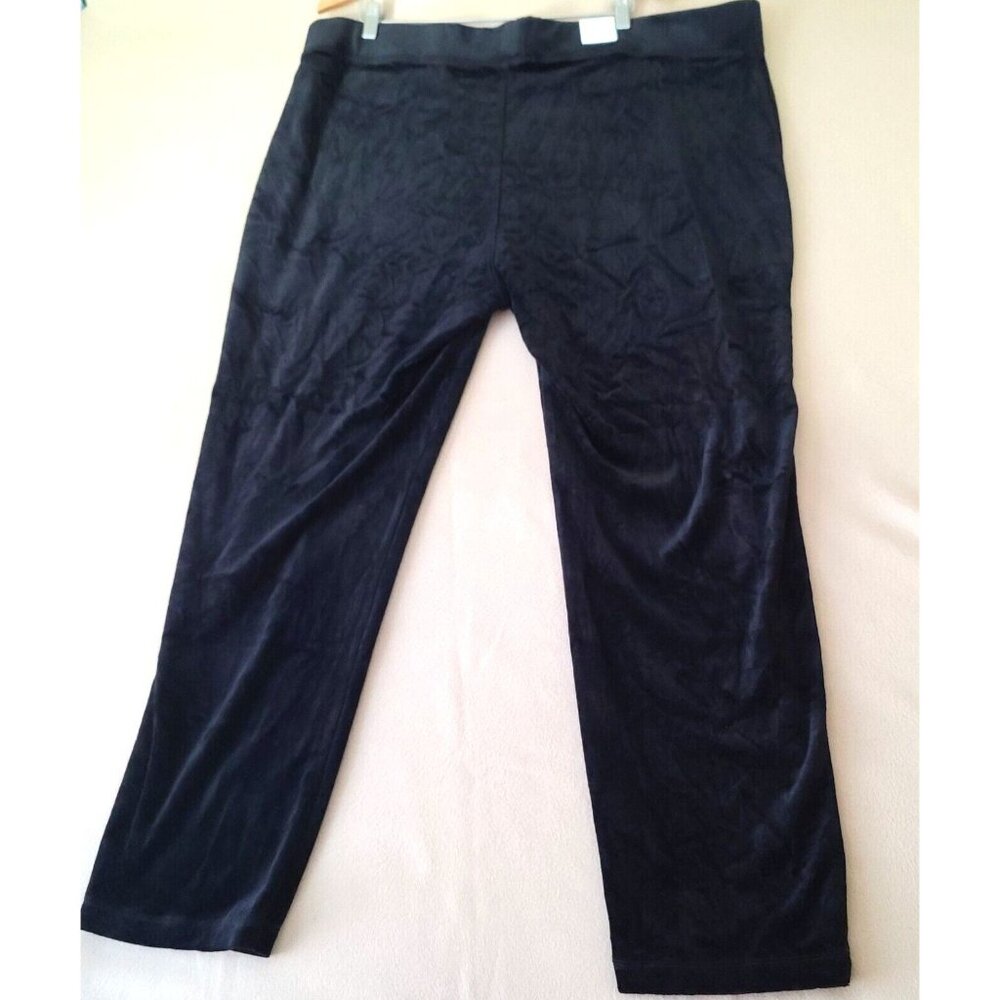 Talbots Plus Velour Straight Pants Sz 3X Black Stretch Pullon Dressy Classic NWT - Picture 3 of 6